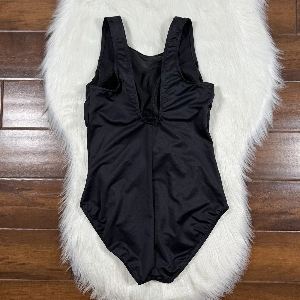 Miraclesuit Women's Size 12 / 14 ?‎ Black Palma Deep V One Piece Swimsuit